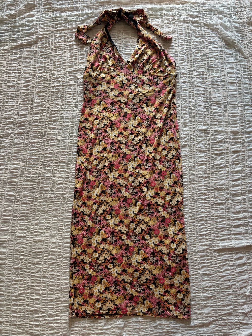 Forever 21 Floral Halter Maxi Dress in Pink and Cream